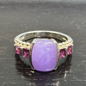 925 Purple Jade & Pink Tourmaline Ring